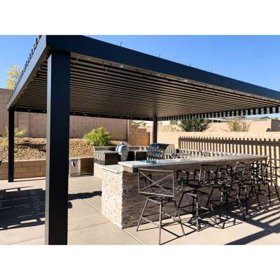 Automatic System Roof Pergola Rainproof Aluminum Louver, Aluminum Pergola Gazebo With Adjustable Roof Louver