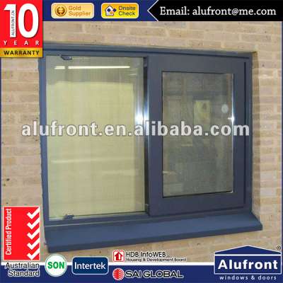 Upvc sliding window double glass wooden color Plastic frame window