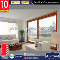 Heat insulate aluminium wood sliding patio door with blinds