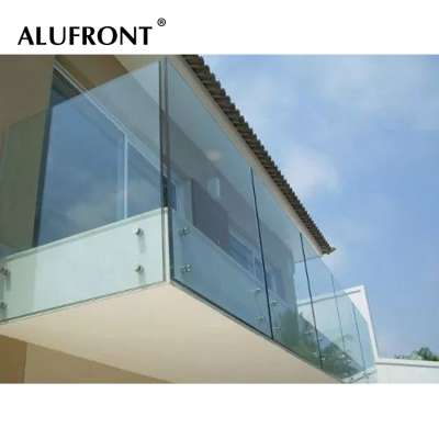 Aluminum Groove Spigot Balcony Stainless Steel Outdoor Glass Handrail Railing